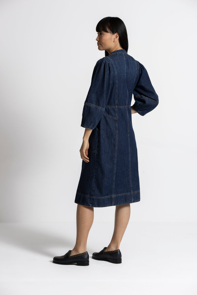 KOKO Dark blue denim midi dress