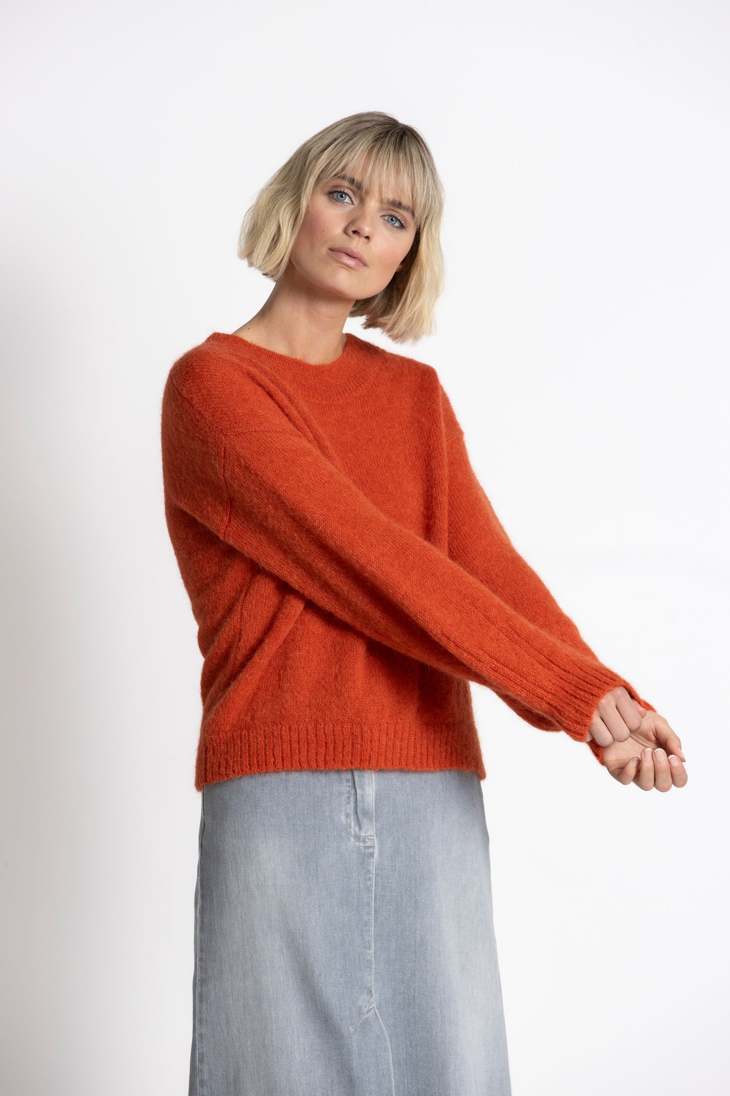 LIBEL Pull court en tricot rouge 