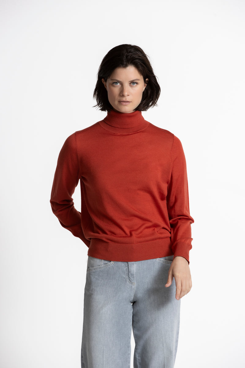 LODI Dark red poloneck pullover