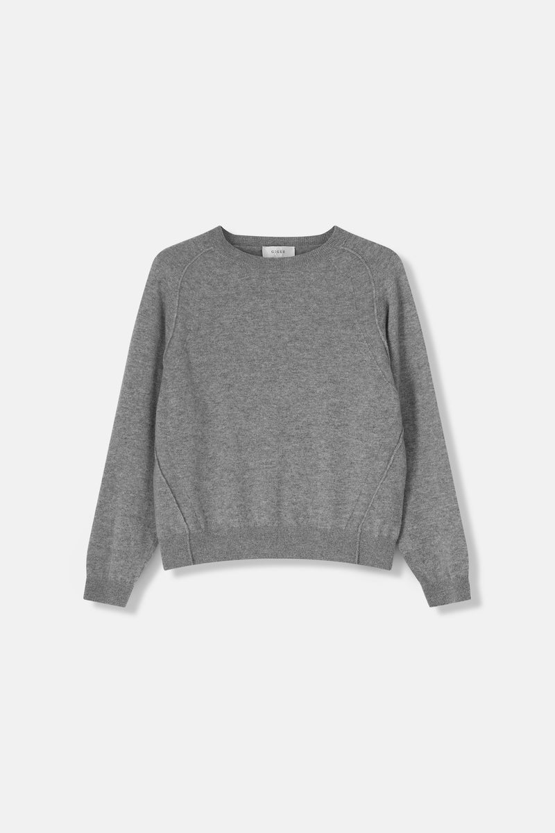 LUNGO Grey pullover with visible seams 