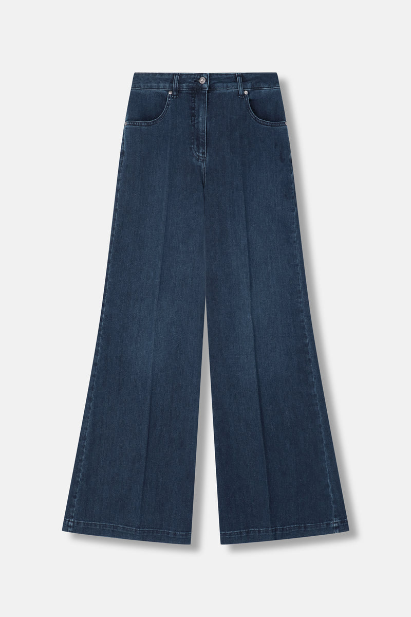 Rev donkerblauwe wijde denim broek