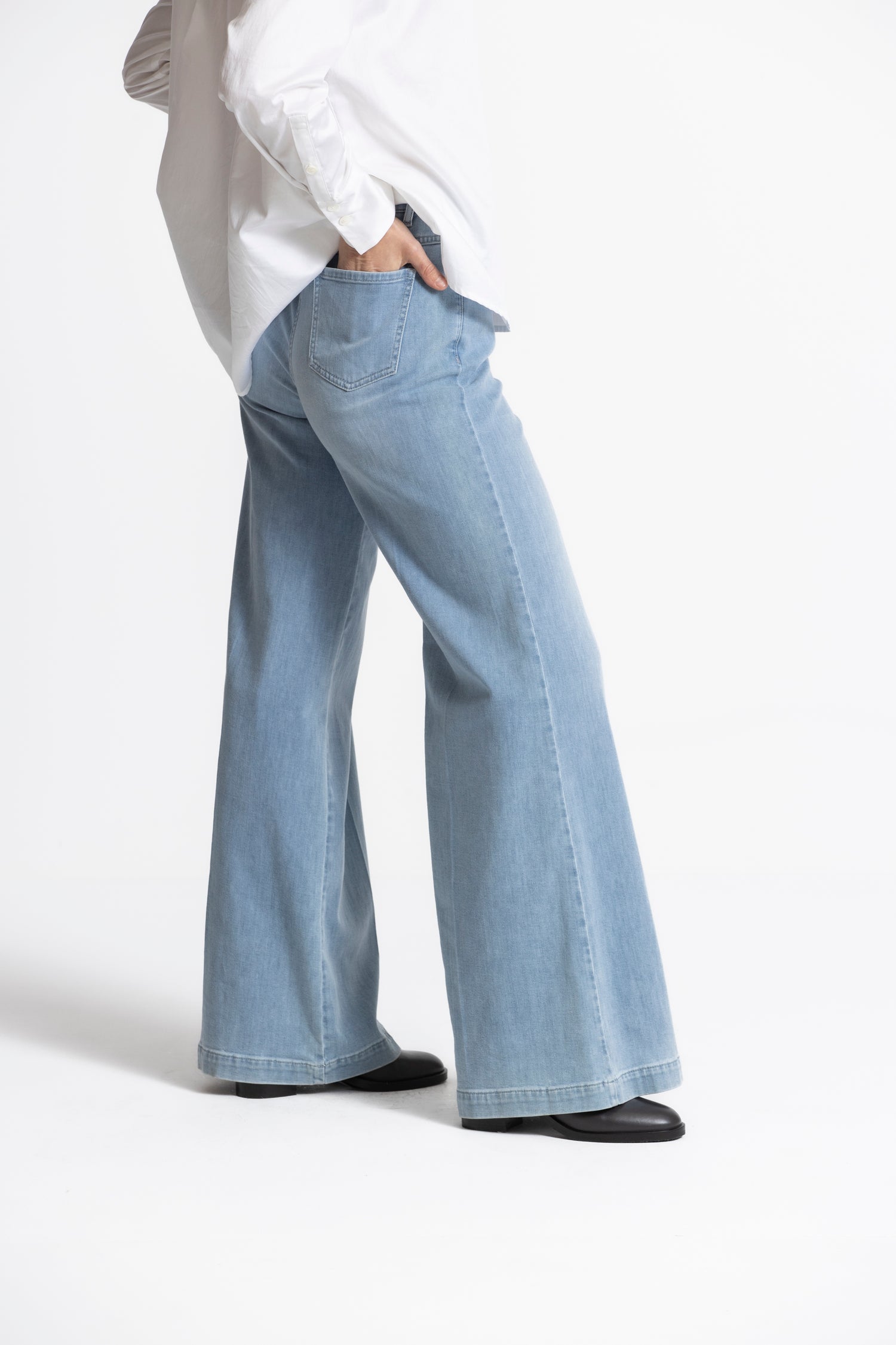 Rev lichtblauwe wijde denim broek