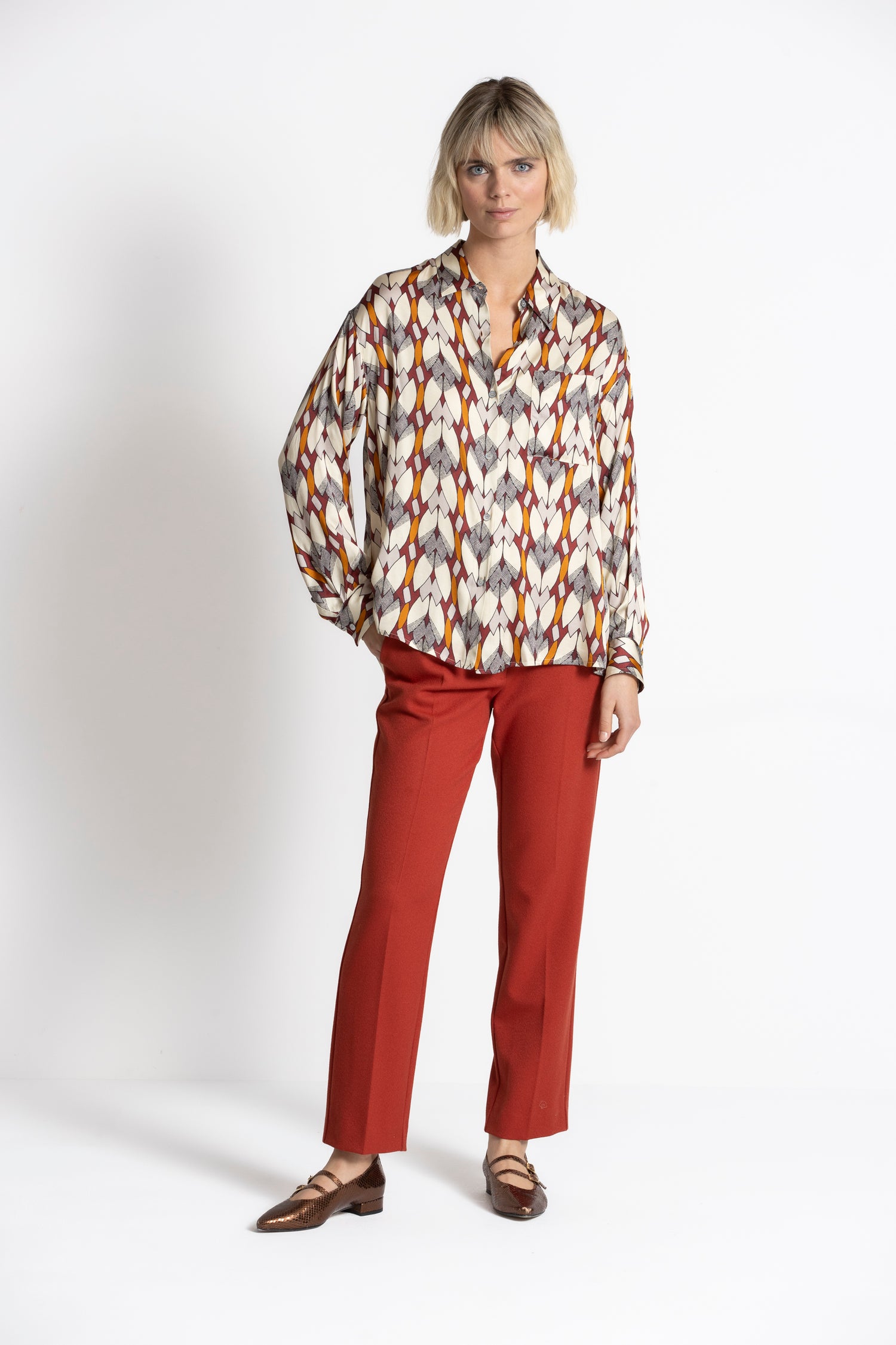 RIVOLI Pantalon rouge foncé