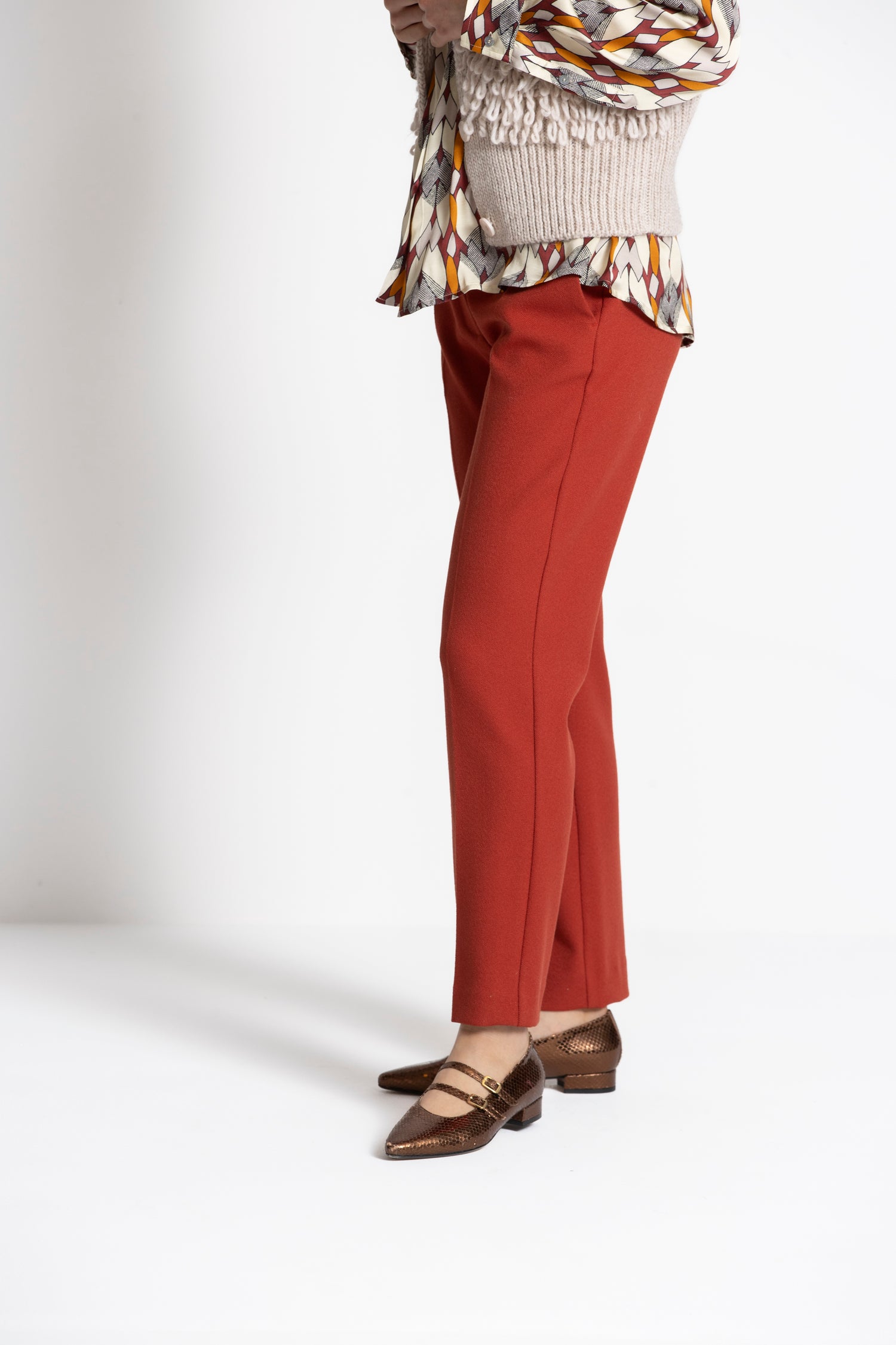 RIVOLI Pantalon rouge foncé