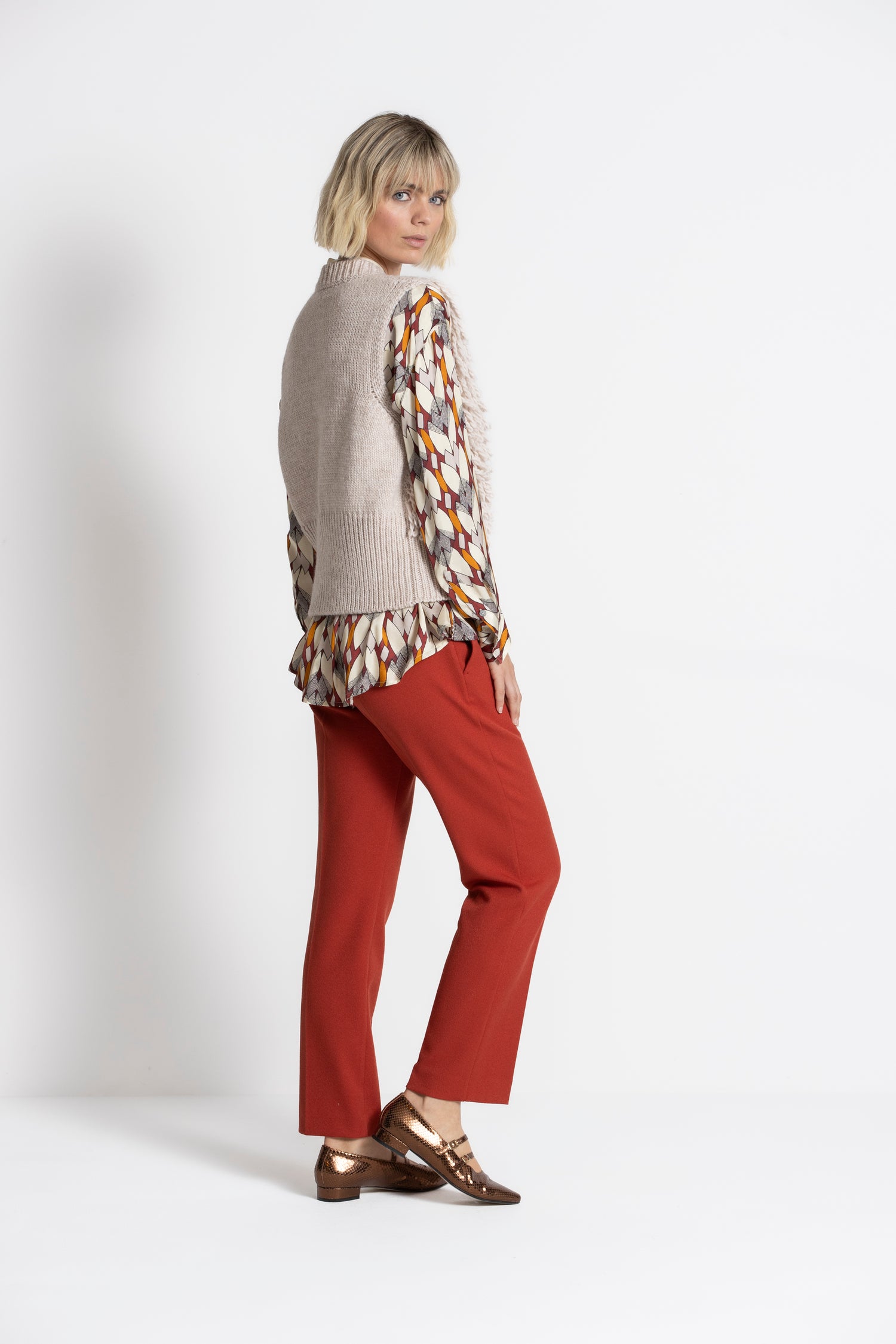 RIVOLI Pantalon rouge foncé