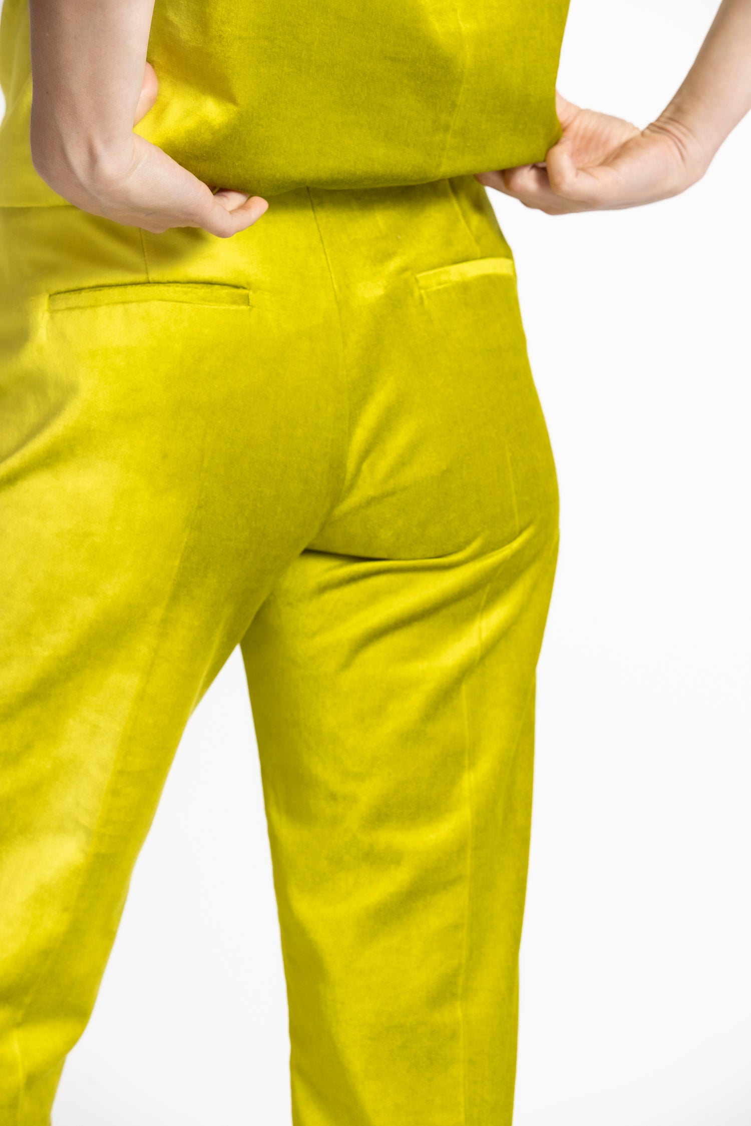 ROLADO Pantalon en velours vert fluo