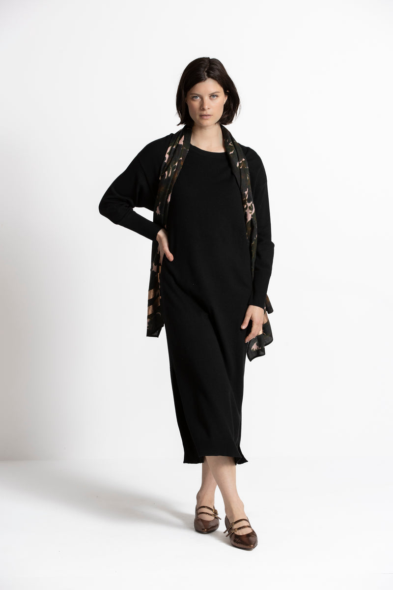 KERIA Black jersey maxi dress