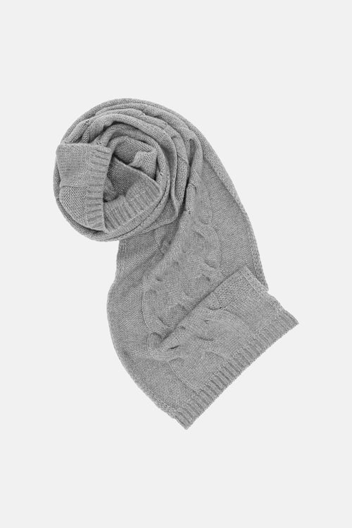 SCARF P26 Grey knitted cable stitch scarf