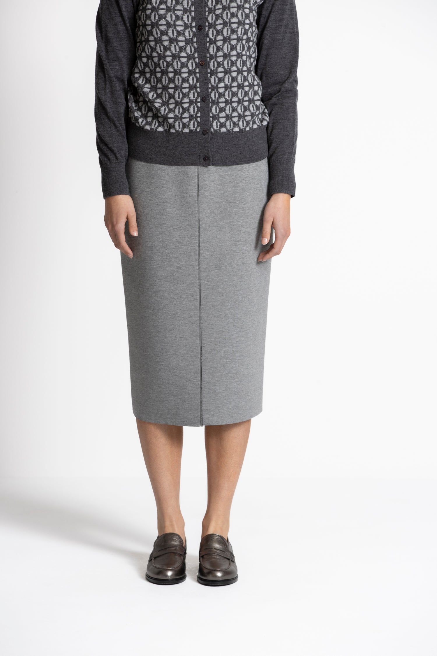 TALIA Jupe crayon midi gris clair