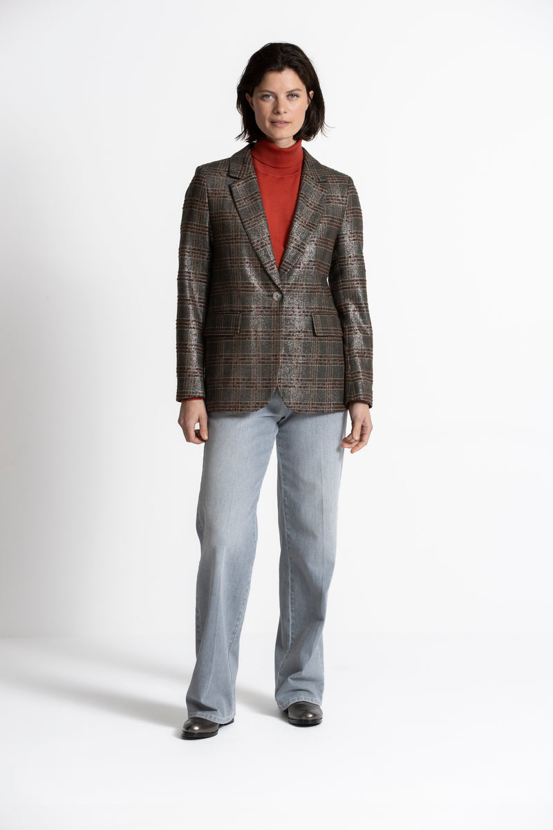 WETY2 Grey-brown checked blazer