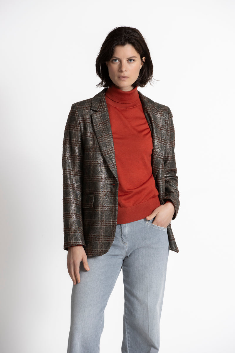 WETY2 Grey-brown checked blazer