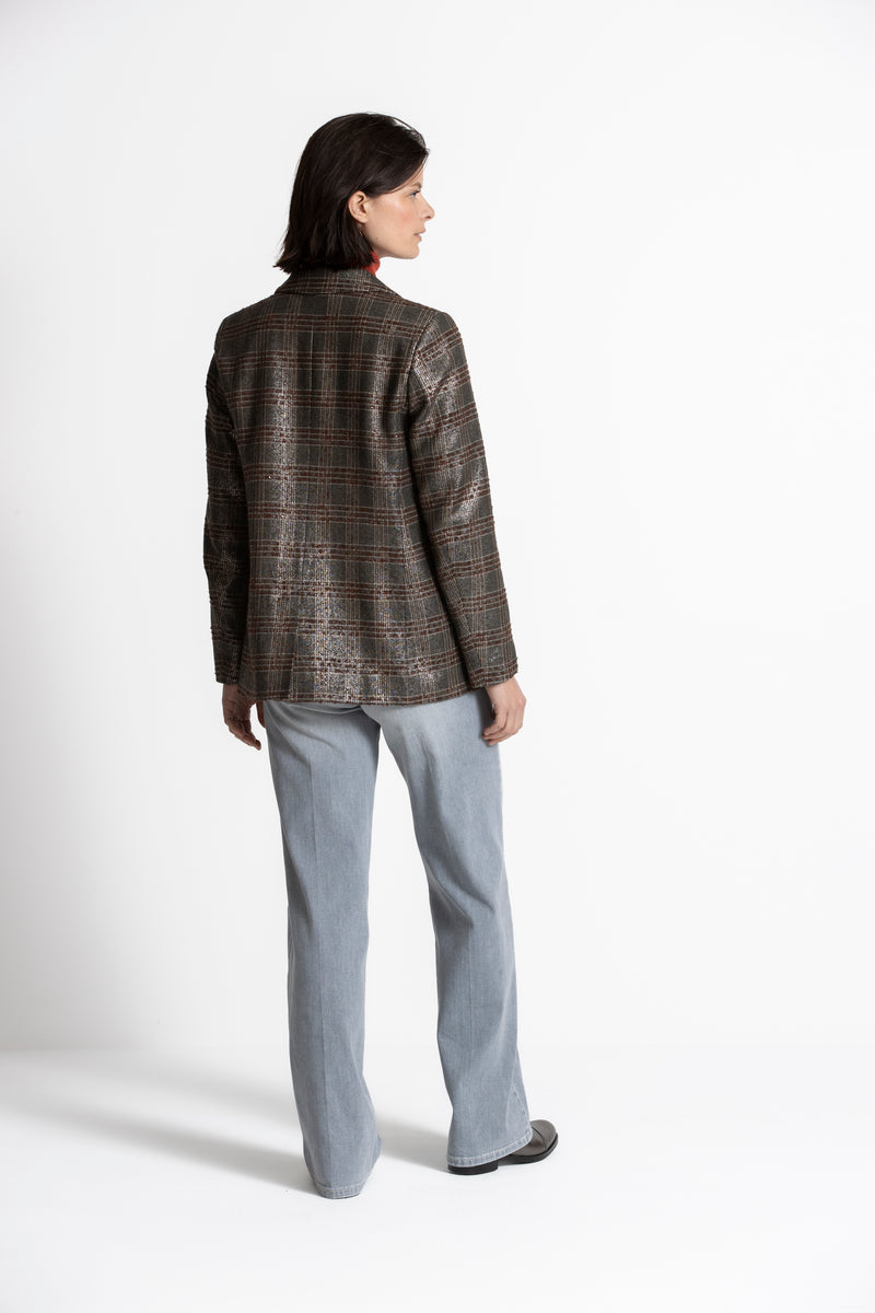 WETY2 Grey-brown checked blazer