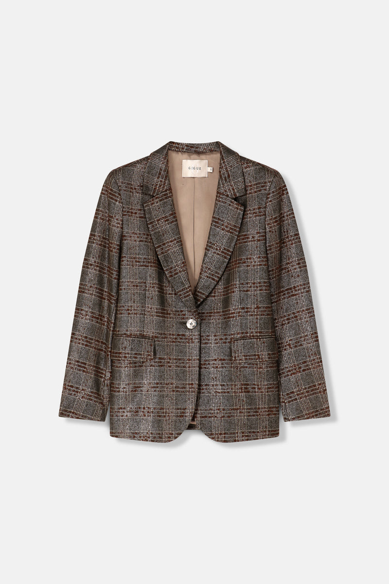 WETY2 Grey-brown checked blazer