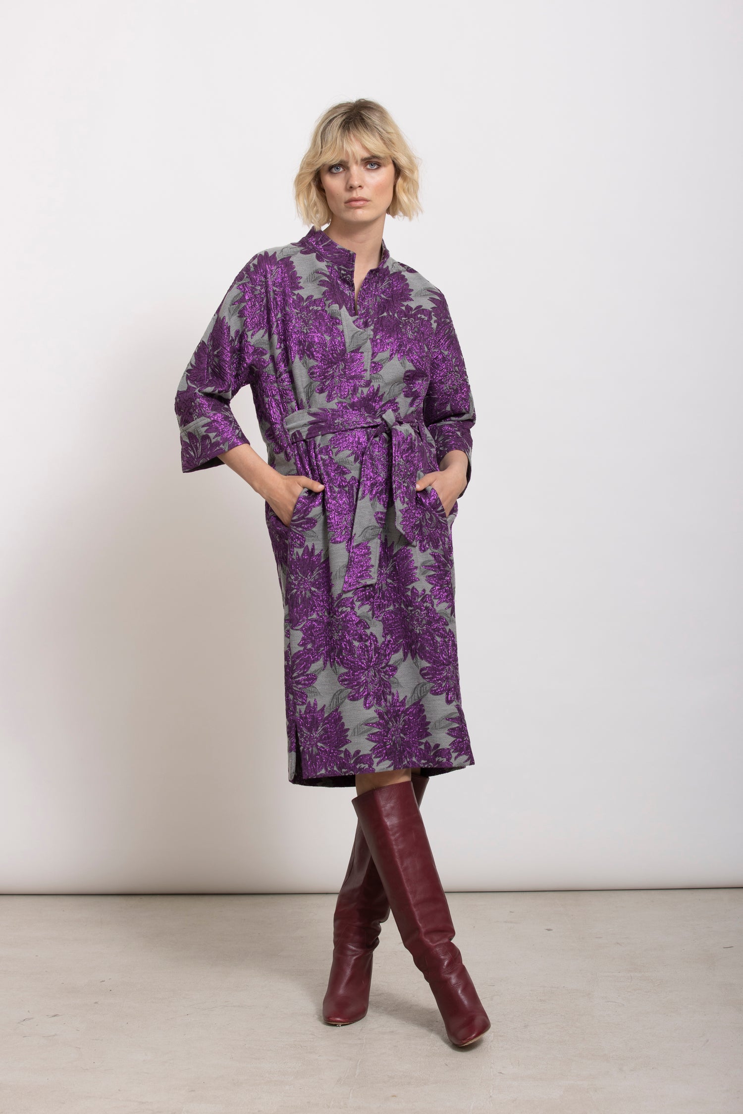 KEREN silver print jurk