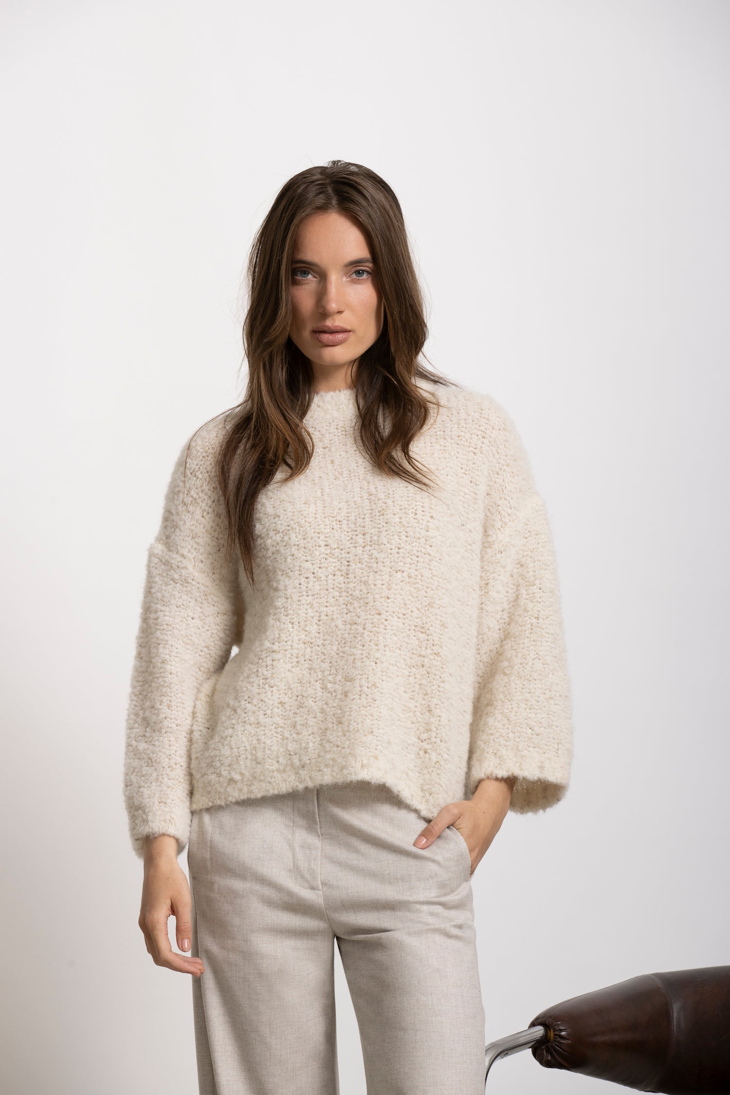 LUA pull bouclette lurex écru