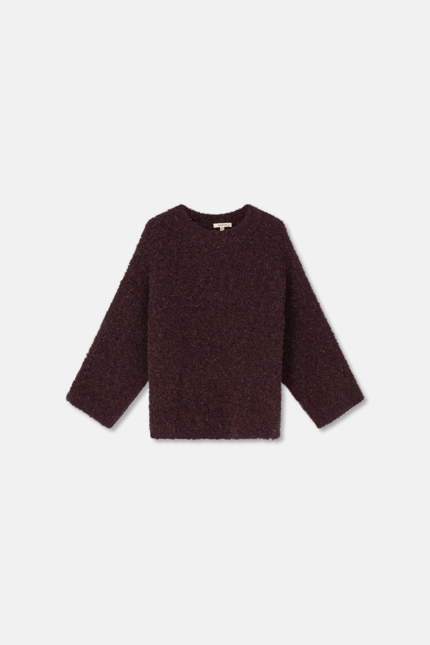 LUA pull bouclette lurex bordeaux