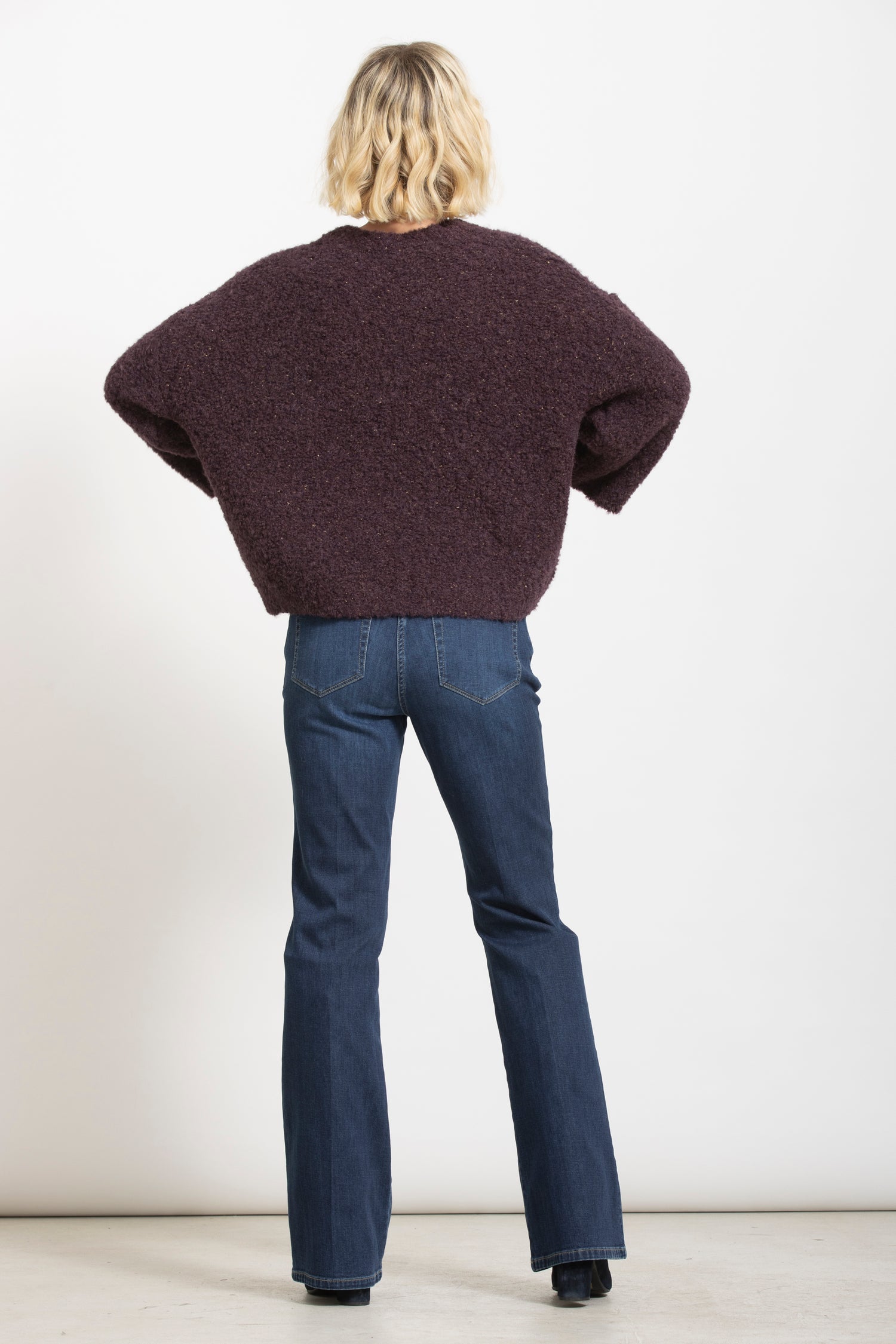 LUA pull bouclette lurex bordeaux