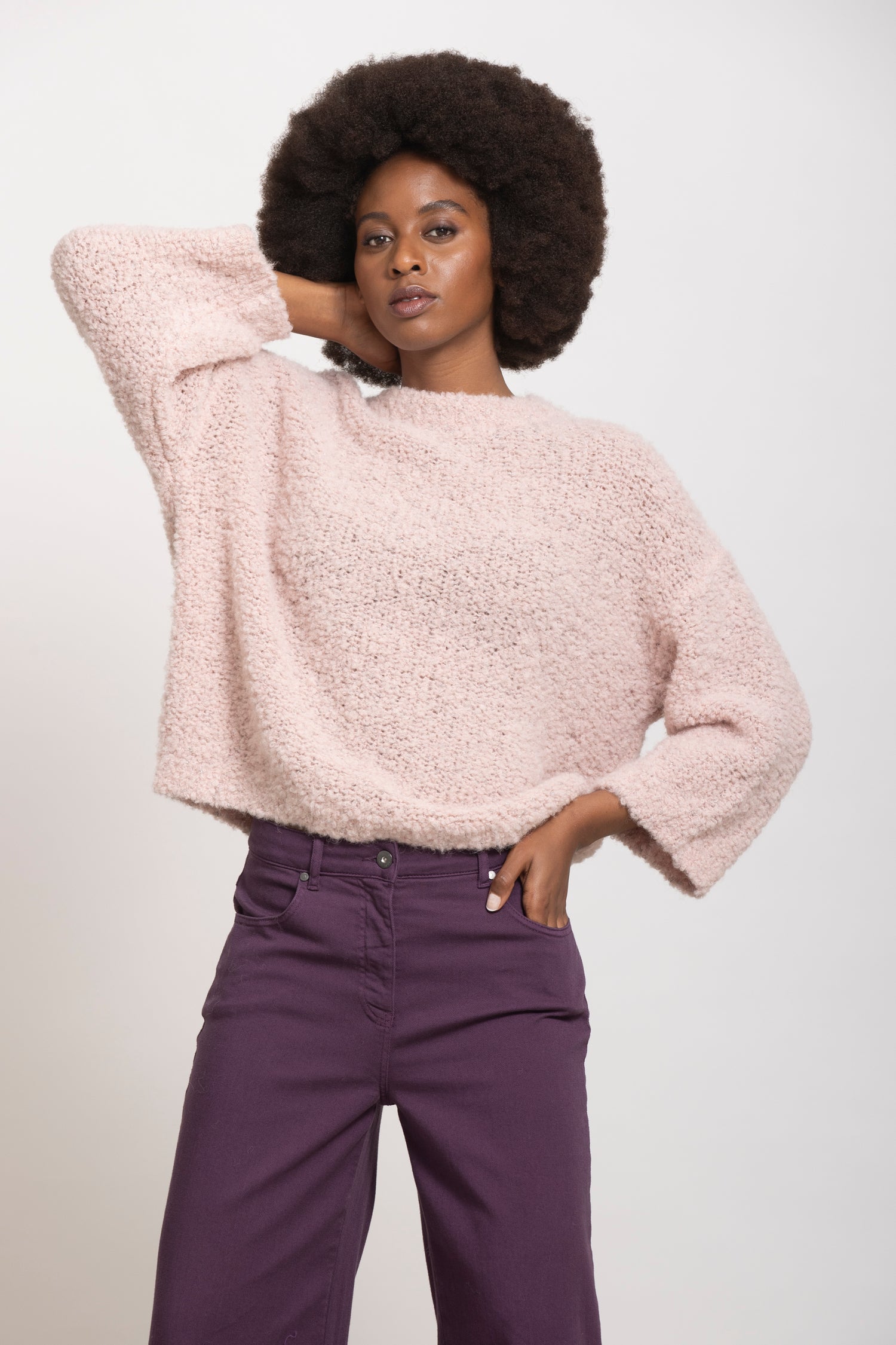LUA bouclette trui lichtroze