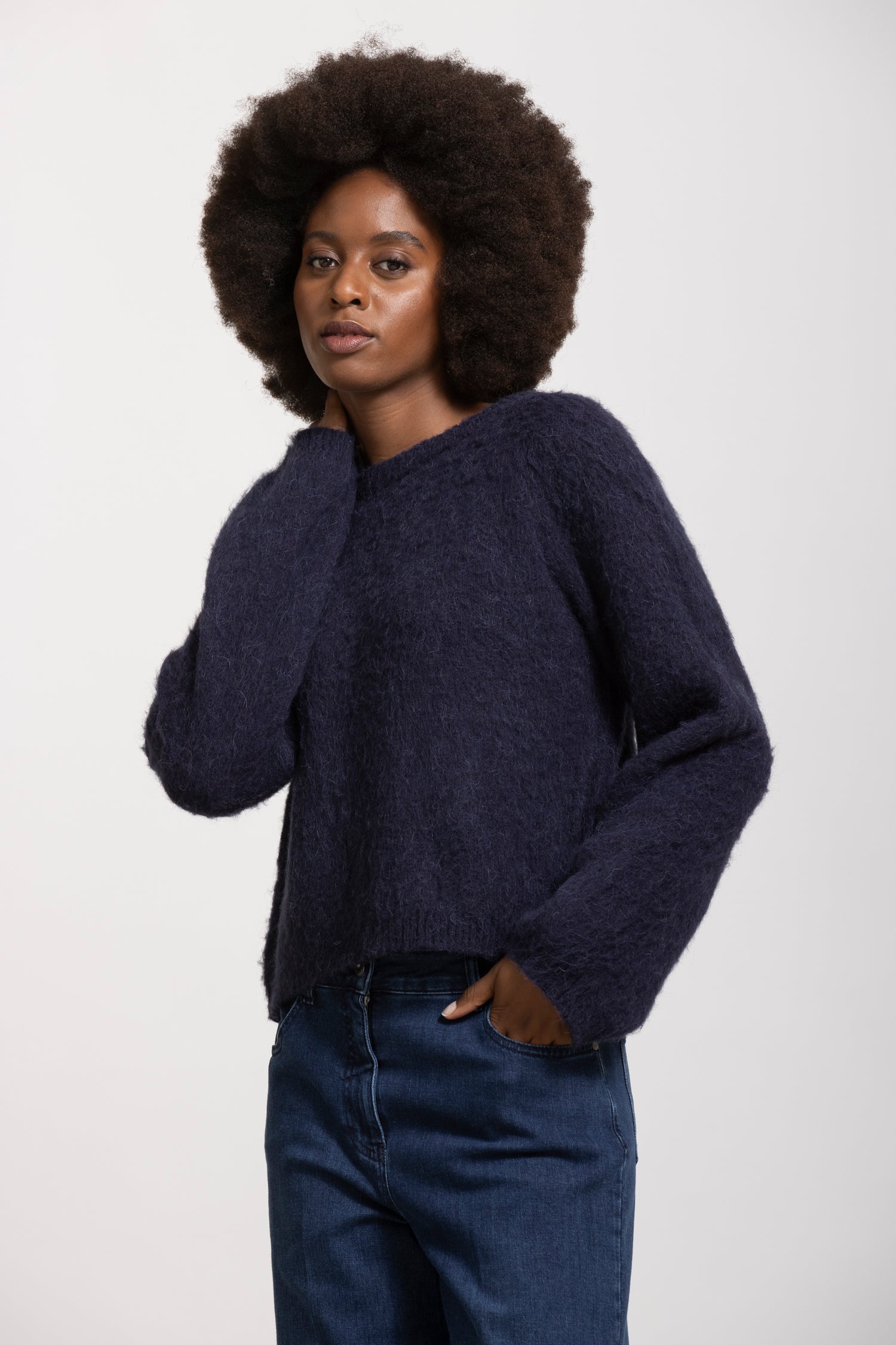 LUDO reversed cardigan navy