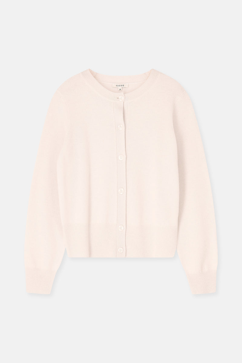 FANTA Crew neck cardigan mastic