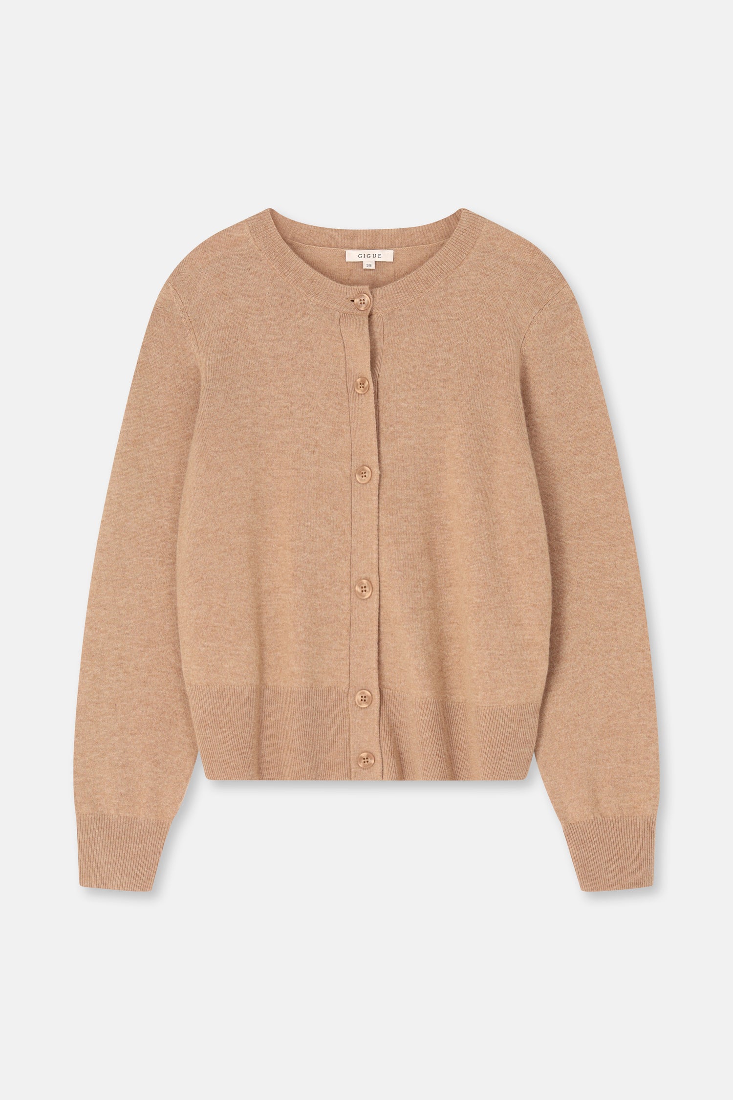 FANTA Crew neck cardigan camel