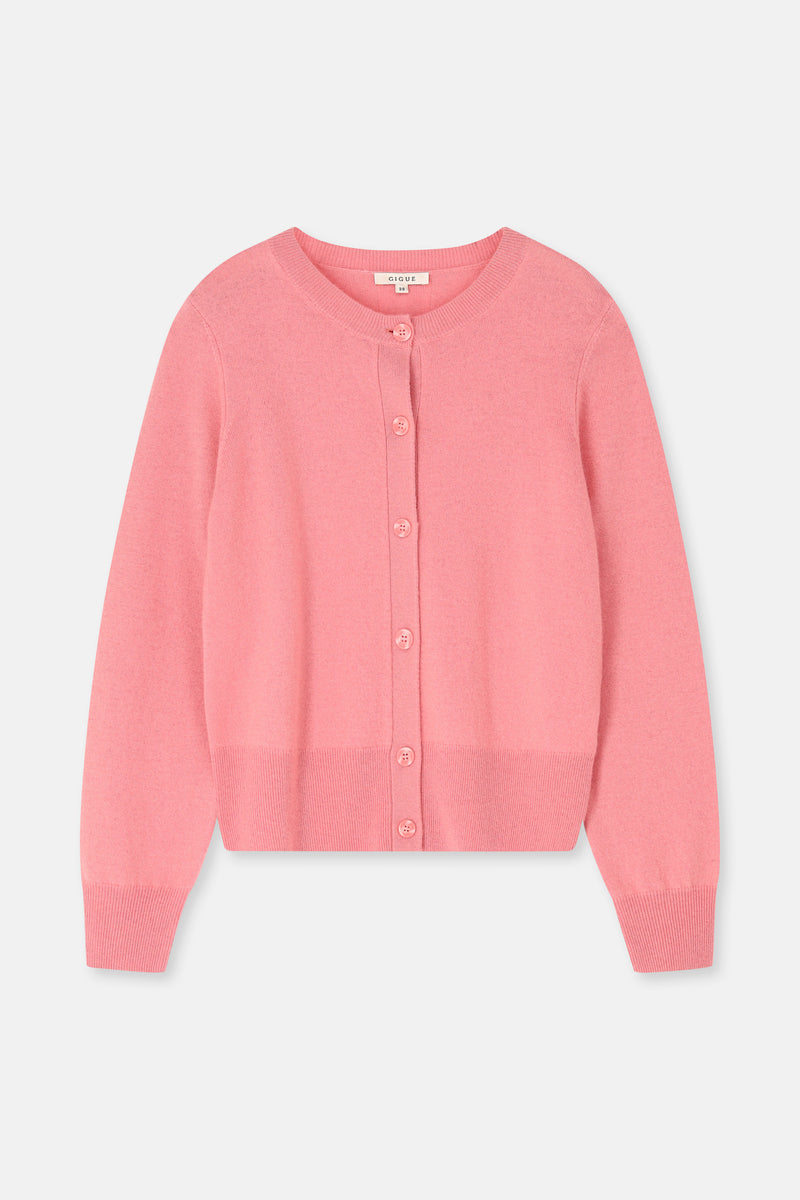 FANTA Crew neck cardigan pink
