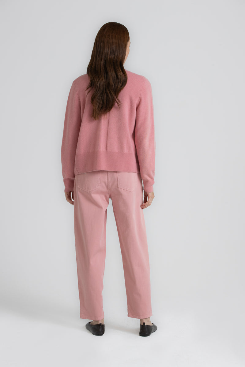 FANTA Crew neck cardigan pink