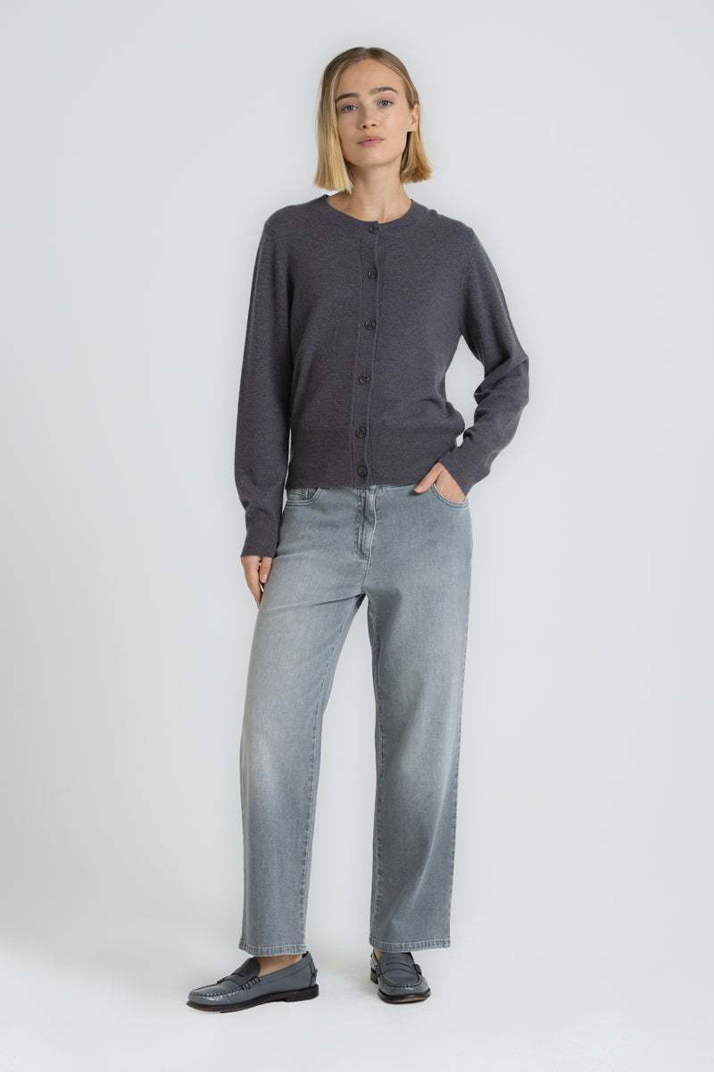 FANTA Cardigan col rond gris foncé