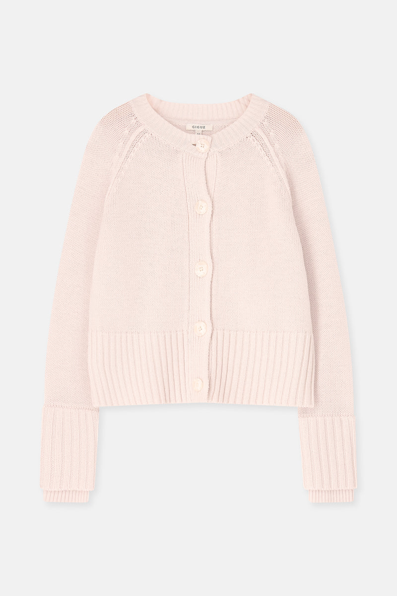 FLEUR Crew neck cardigan mastic