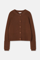 FLEUR Crew neck cardigan dark brown