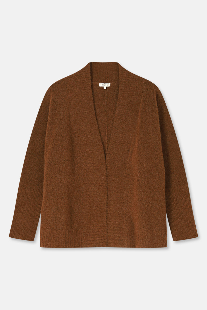 FLORA Cardigan-écharpe ample brun