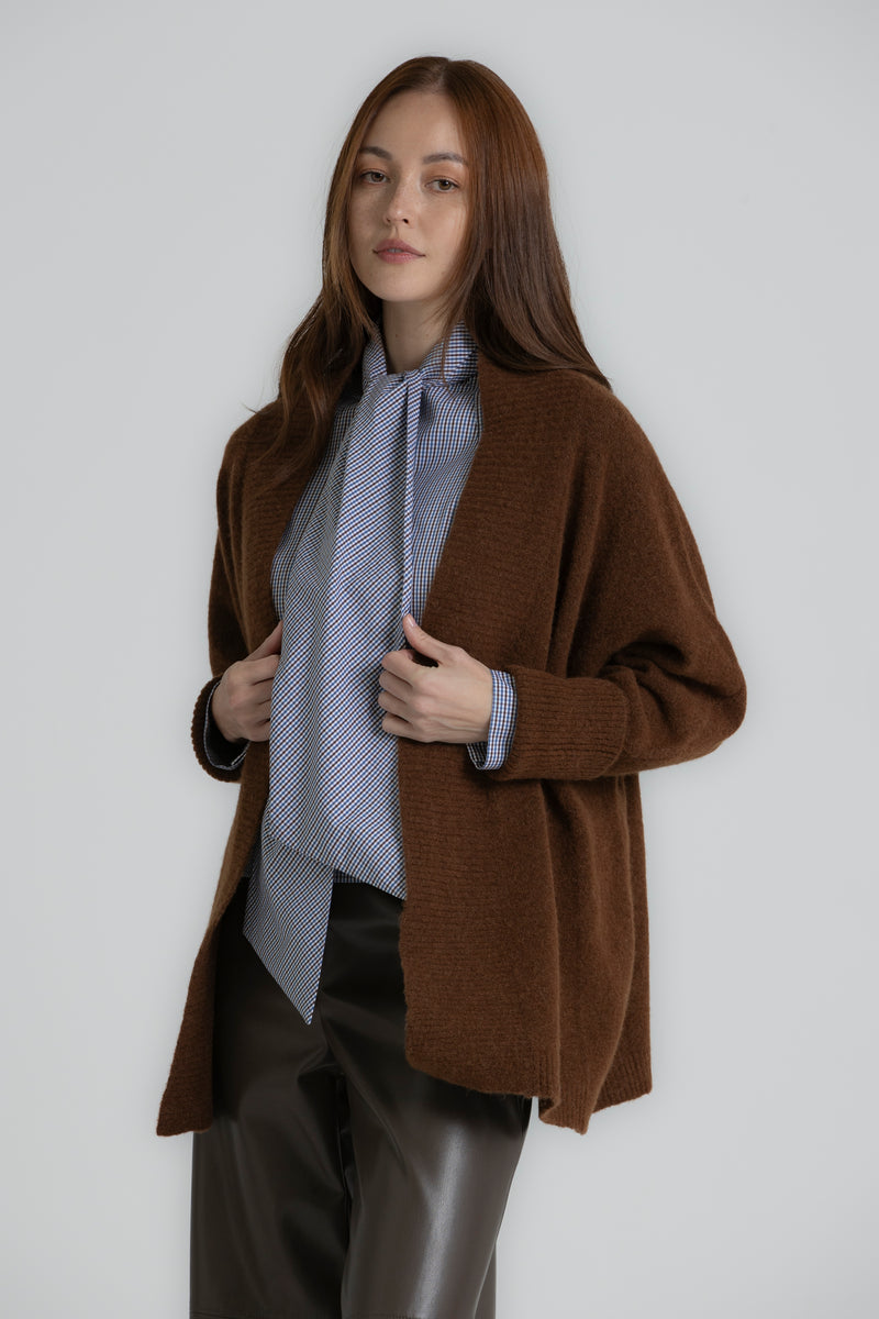 FLORA Cardigan-écharpe ample brun