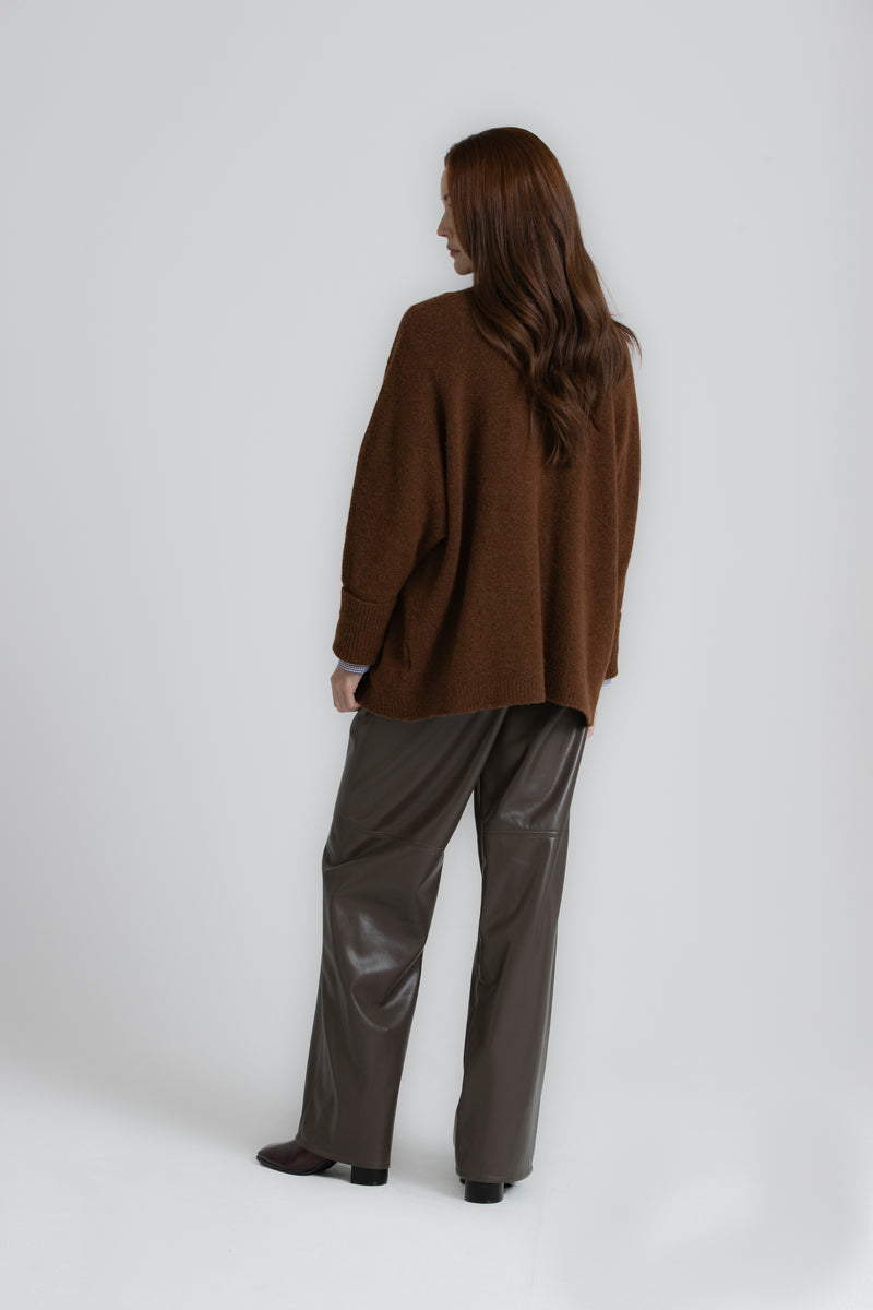 FLORA Cardigan-écharpe ample brun