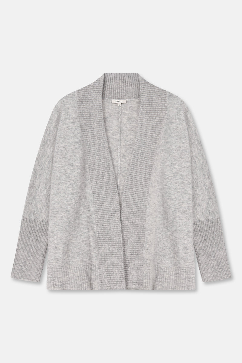 FLORA Cardigan-écharpe ample gris clair