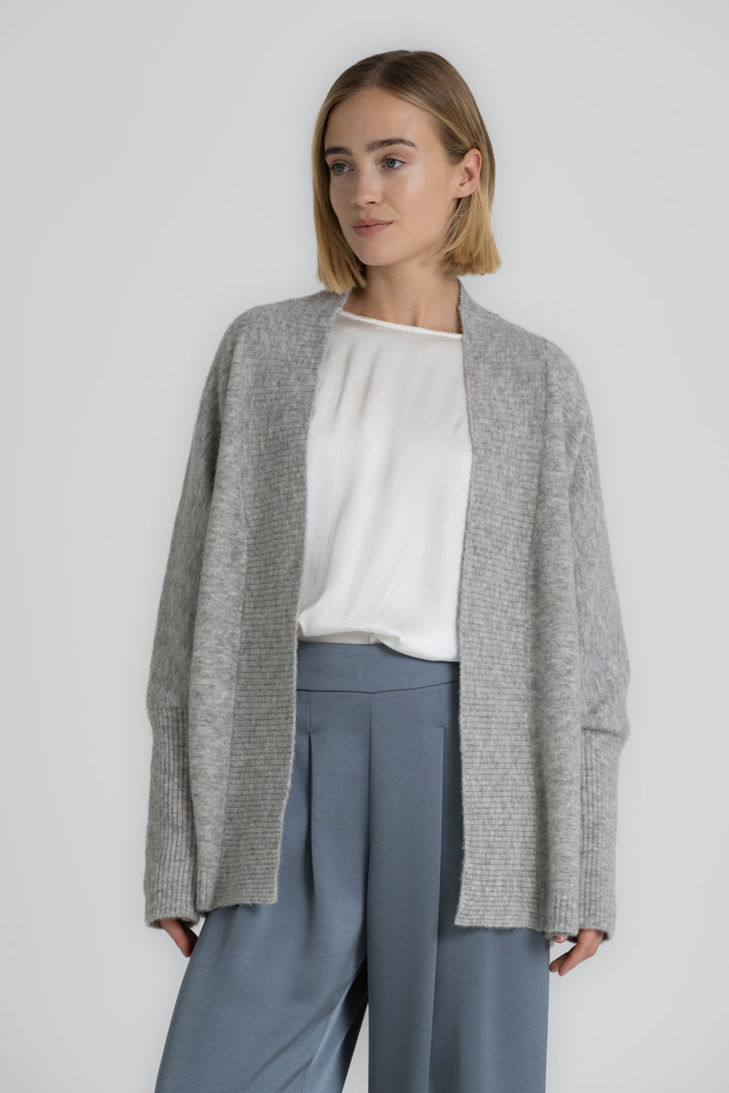 FLORA Cardigan-écharpe ample gris clair