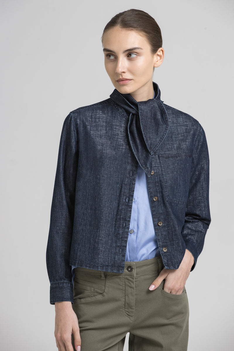 HALIFAX Blouse denim à col châle