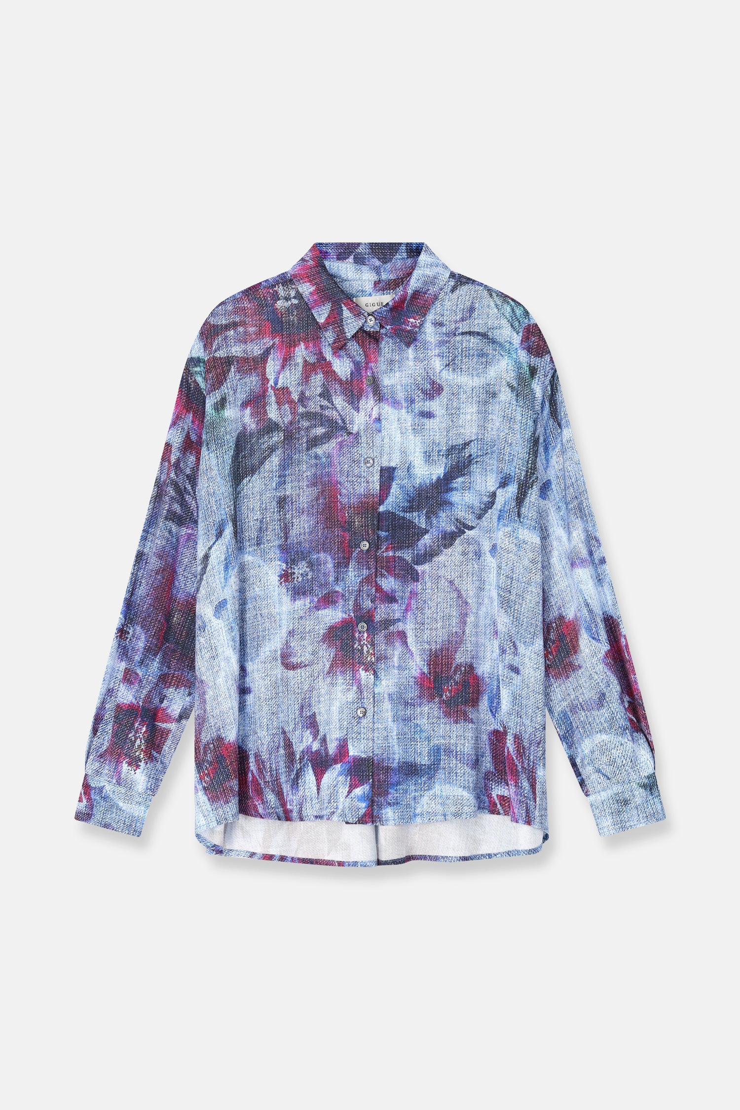 HARRY Blouse à imprimé bleue à col