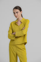 HENY Yellow blouse with stand collar