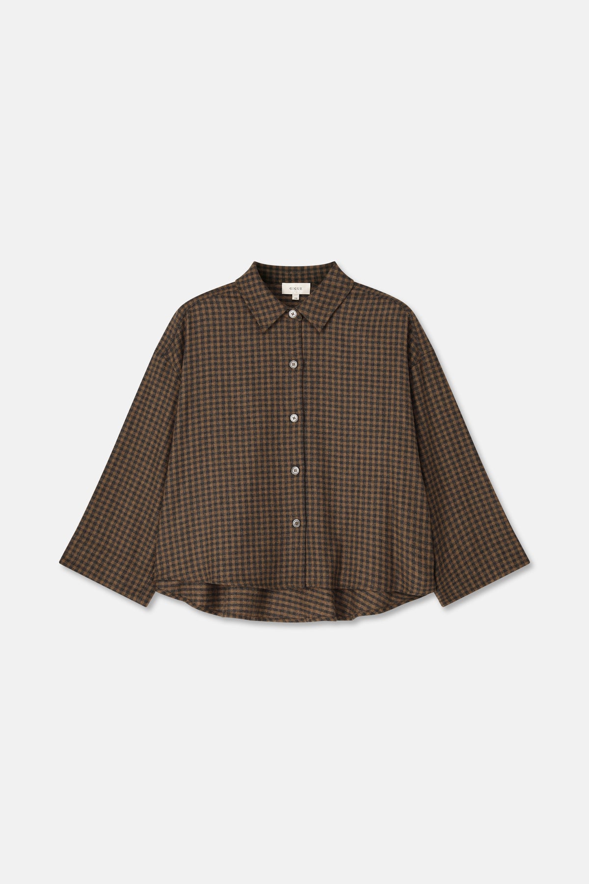 HESSEL Blouse à carreaux marron en laine