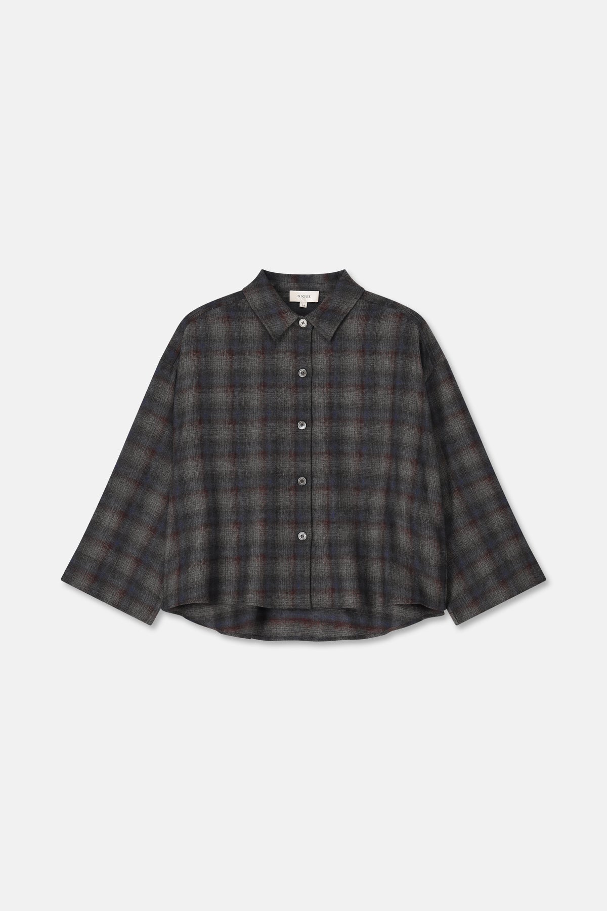 HESSEL Dark grey checked blouse
