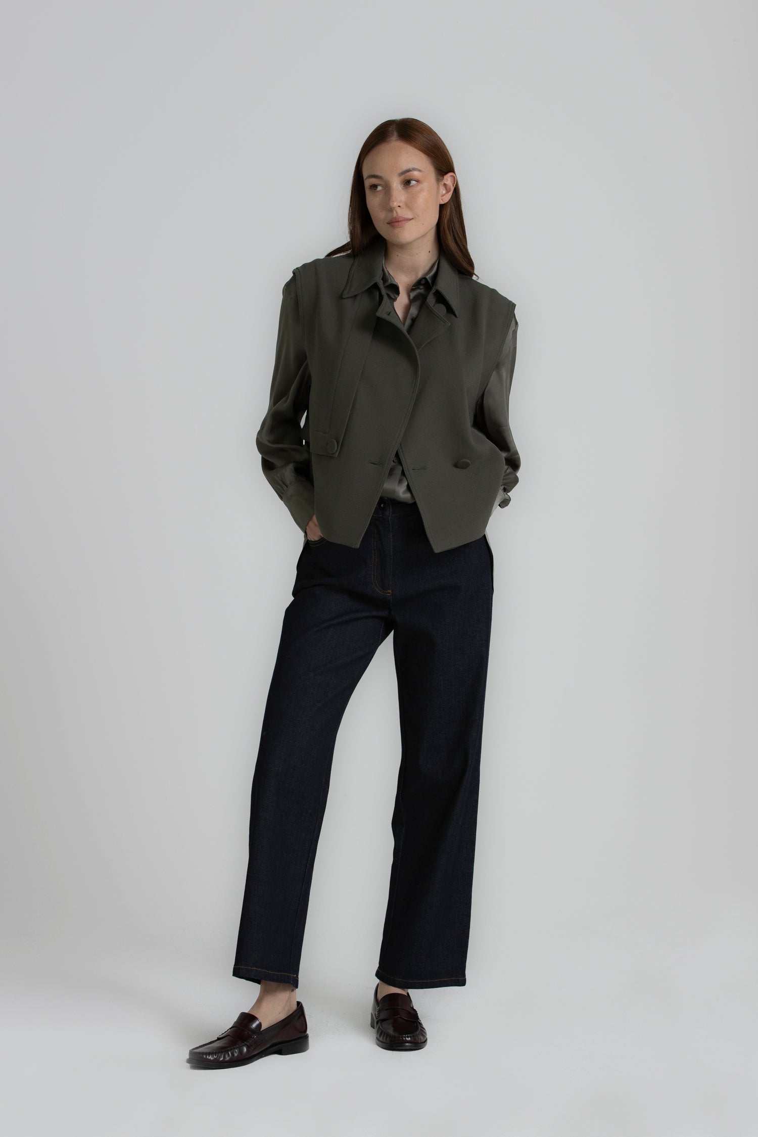 HESTIA Khaki fluid shirt