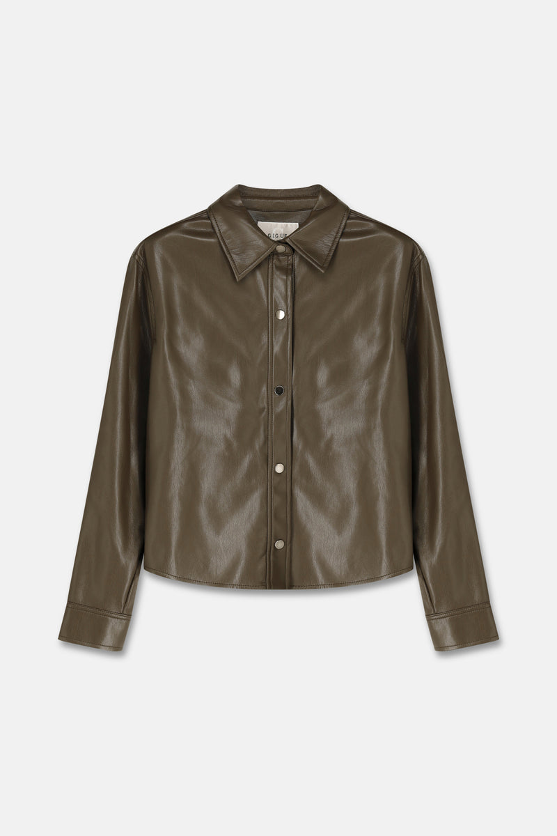 HINTRA Blouse faux-leather marron