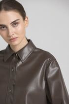 HINTRA faux-leather bruin hemd
