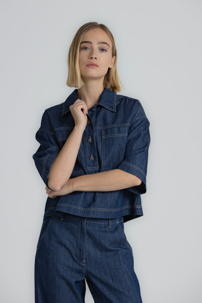 HIPPY Overshirt boxy en denim