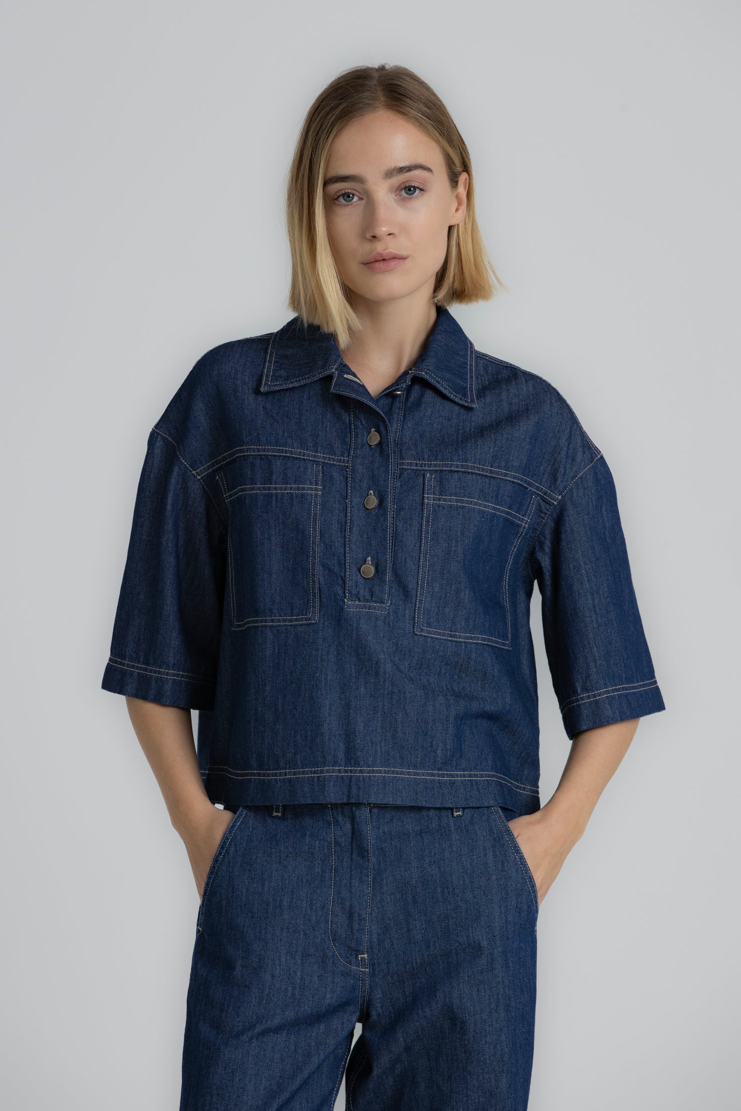 HIPPY Overshirt boxy en denim