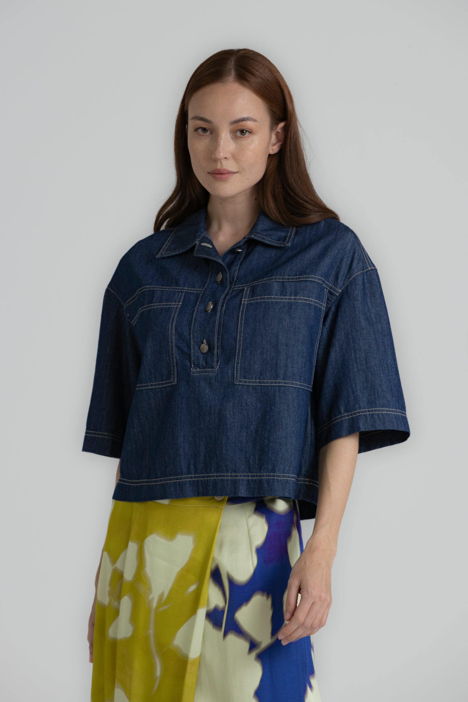 HIPPY Overshirt boxy en denim