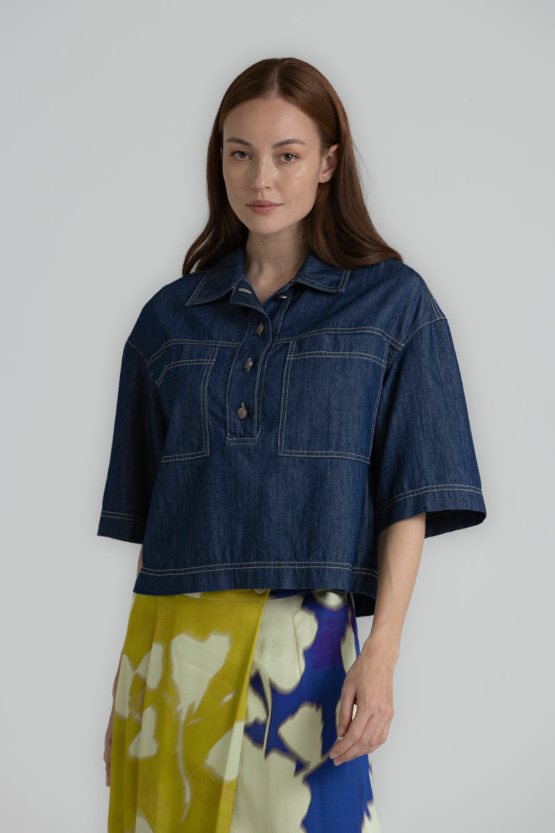 HIPPY Overshirt boxy en denim