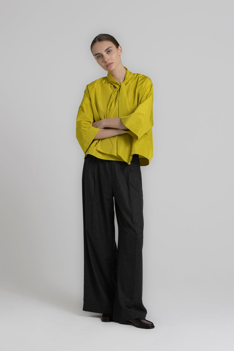 HODALY Yellow blouse with shawl collar
