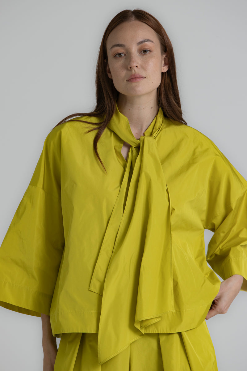 HODALY Yellow blouse with shawl collar
