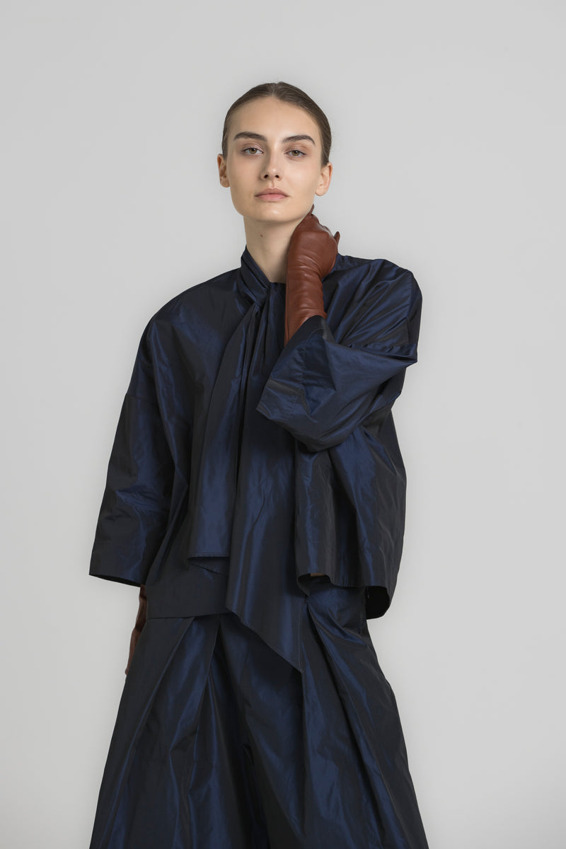HODALY Blouse navy à col châle